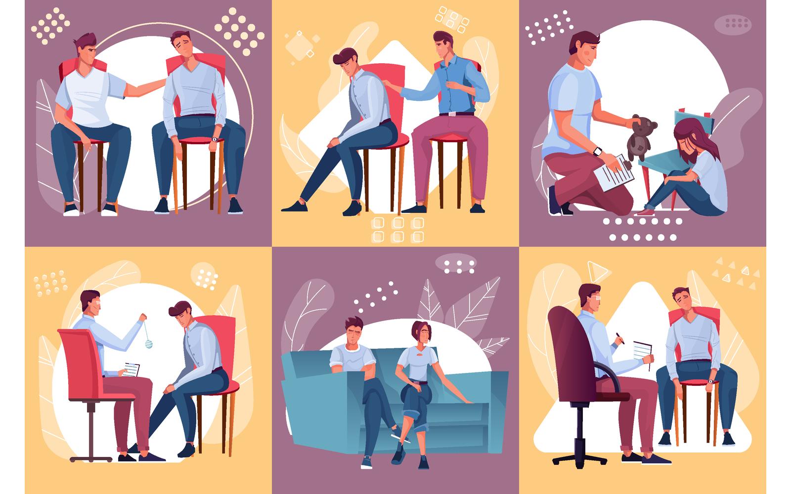 Psychology Composition Set Flat 200851108 Vector Illustration Concept