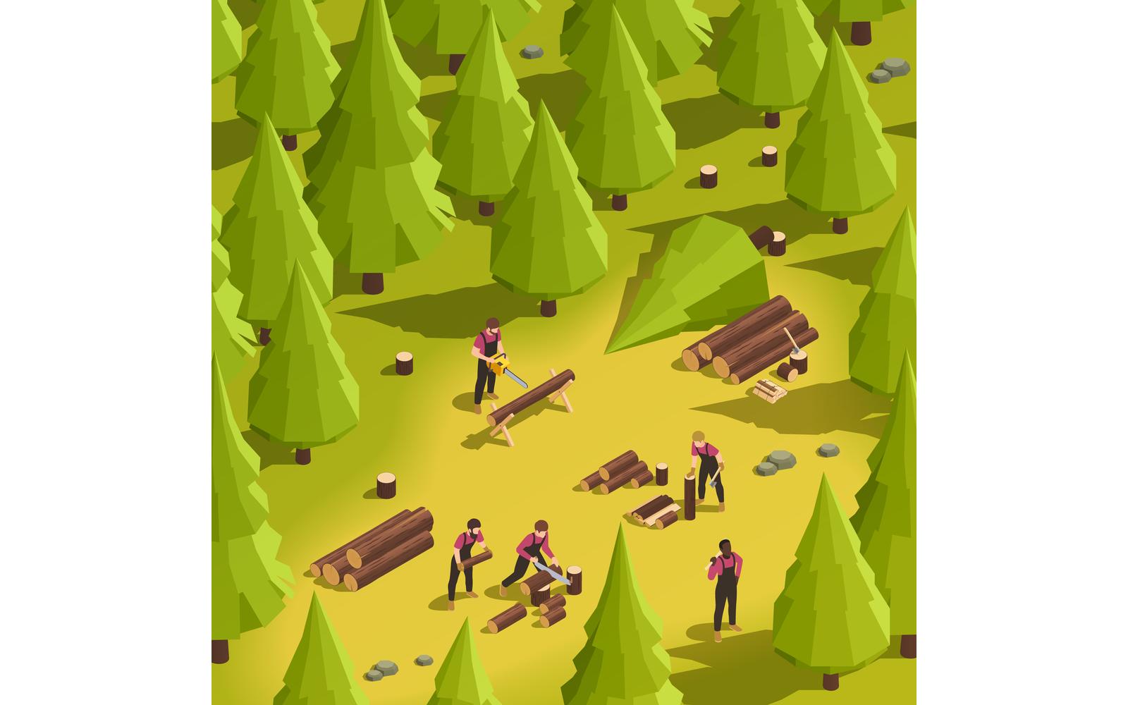 Sawmill Timber Mill Lumberjack Isometric 200910111 Vector Illustration Concept