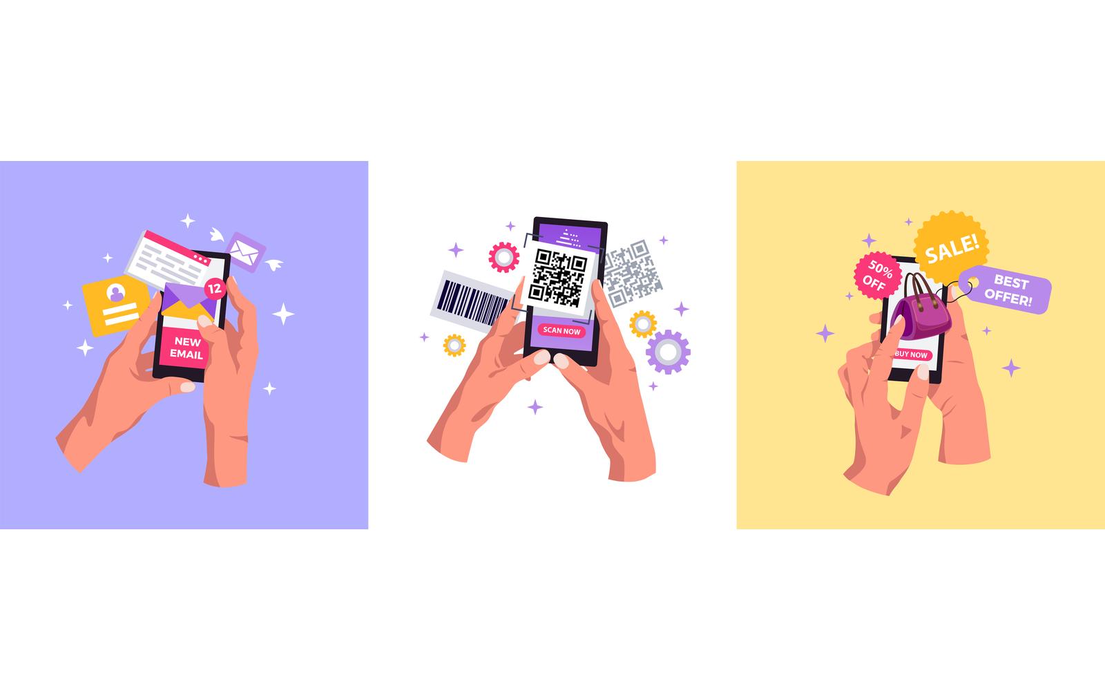 Hands Smartphones Social Network Design Concept 200900311 Vector Illustration Concept