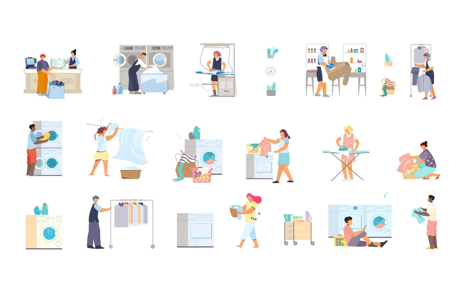 Laundry Set Flat 200860201 Vector Illustration Concept