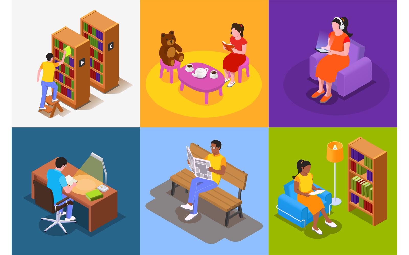 Reading Isometric 200820117 Vector Illustration Concept