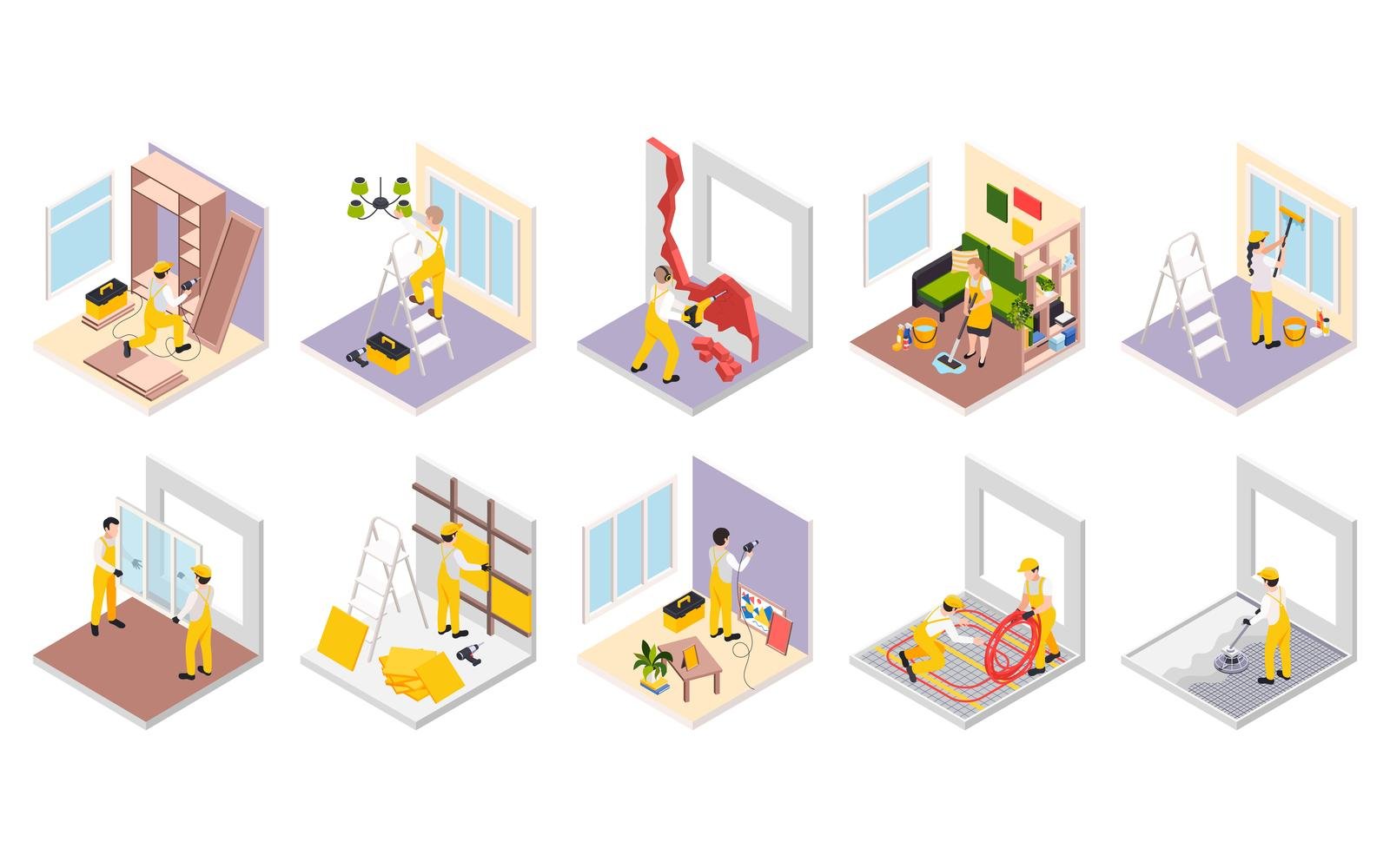 Renovation Repair Works Isometric 200803928 Vector Illustration Concept