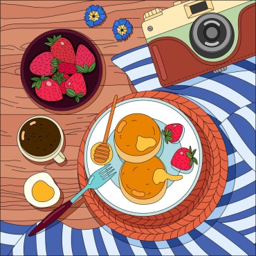 Table Breakfast Illustrations Templates 215324