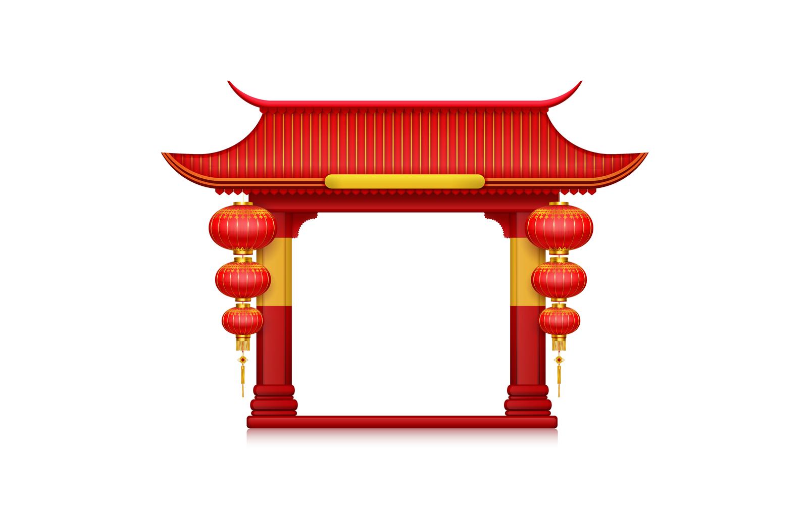 Chinese Lanterns Gates Realistic 200321101 Vector Illustration Concept