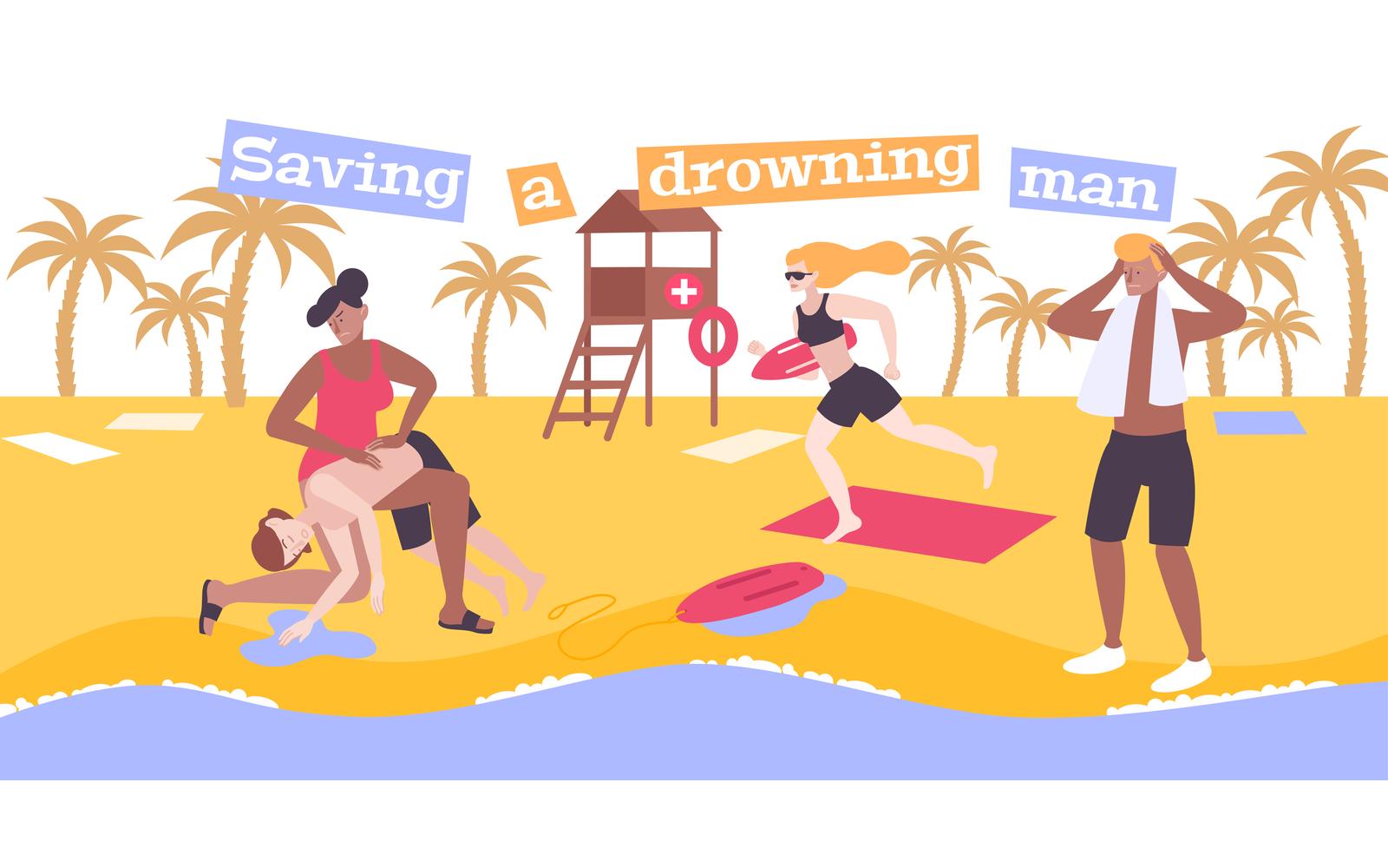 First Aid Drowning Flat 200450714 Vector Illustration Concept