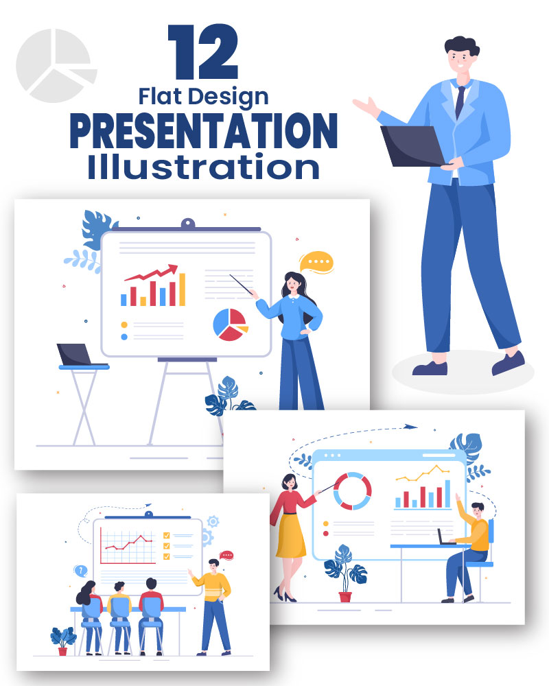 12 Presentation Marketing Planning Cartoon Illustration