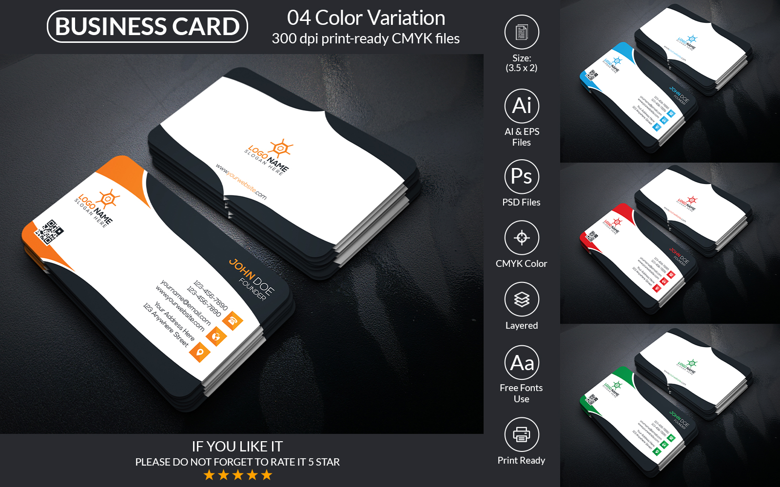 Creative Business Card Design Template With Vector & PSD