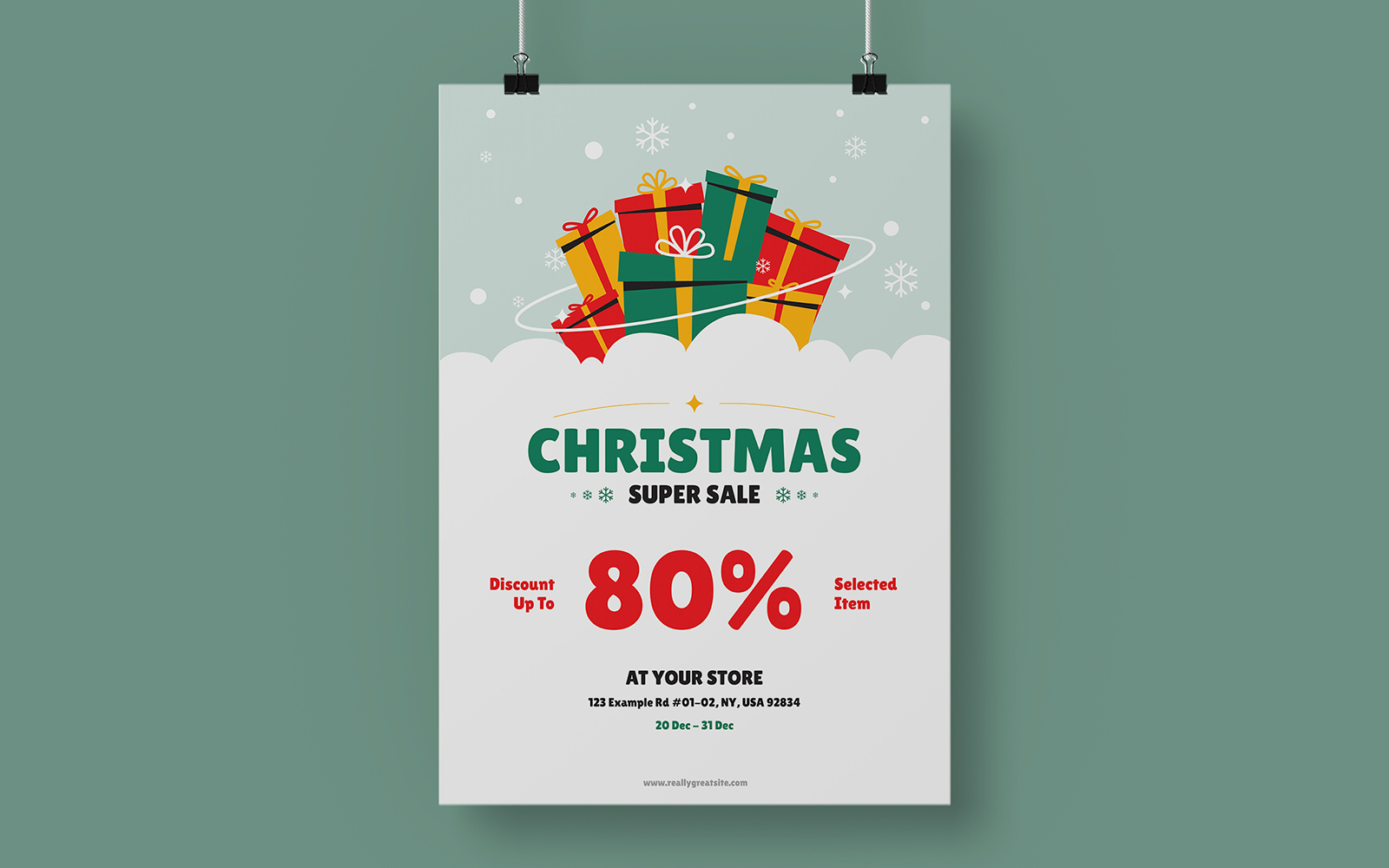 Christmas Super Sale Poster Template
