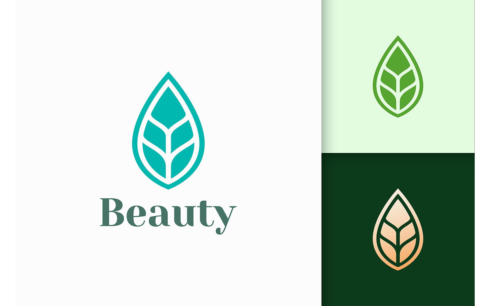 Beauty or Health Logo in Abstract and Clean Leaf Shape