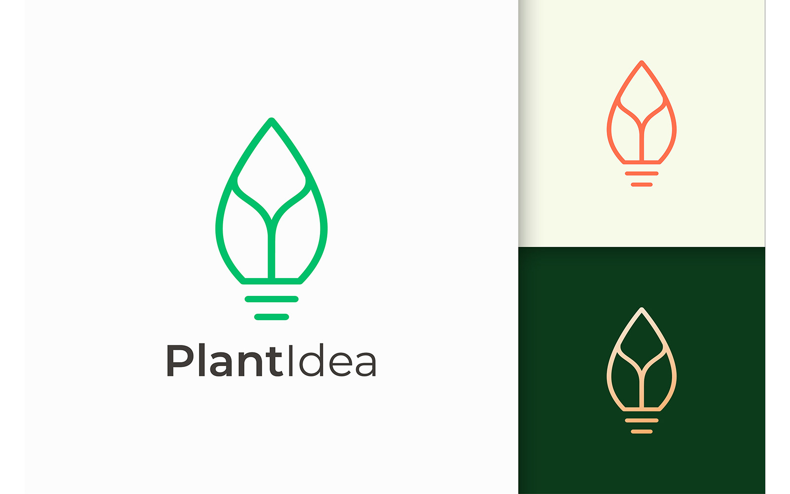 Light Bulb and Leaf Logo Represent Fresh Idea