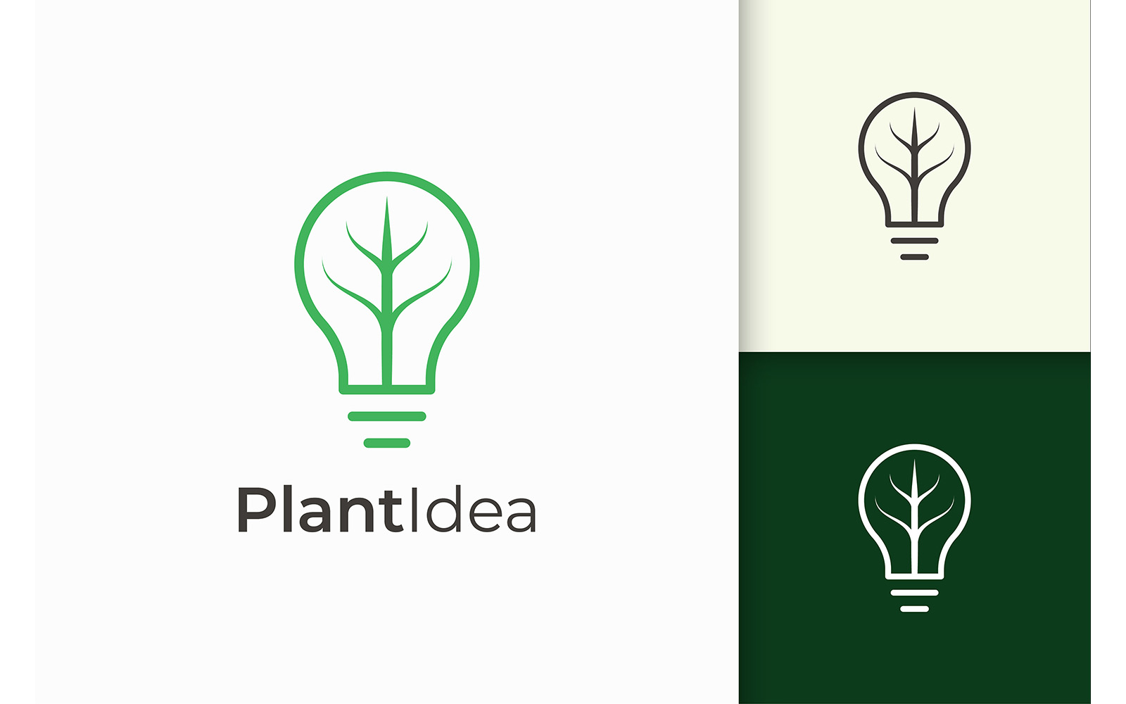 Light Bulb and Leaf Logo in Modern Style