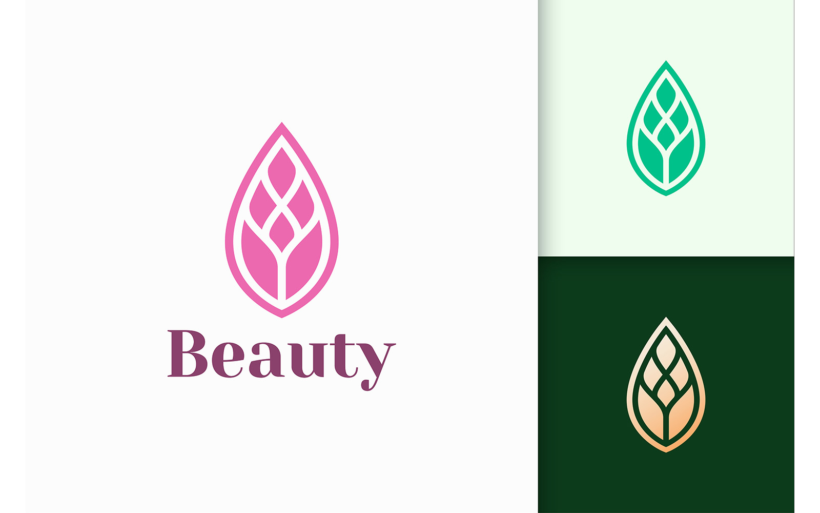 Leaf Logo in Simple and Feminine Style for Health and Beauty