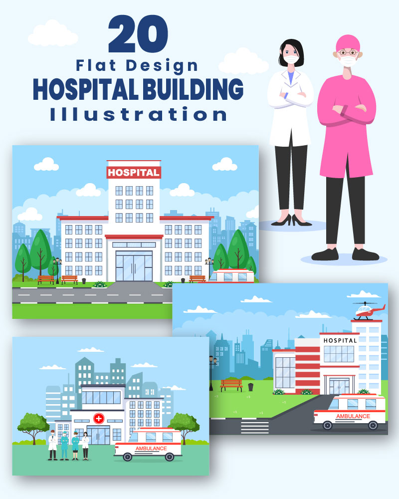 20 Hospital Building for Healthcare Illustration