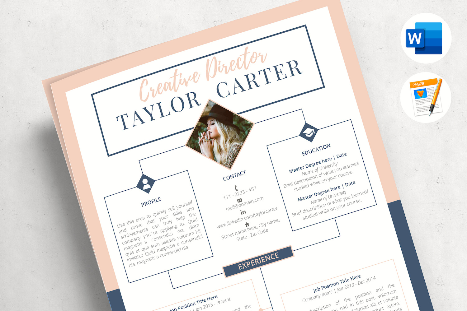 TAYLOR - Creative Curriculum Vitae. Fantastic and Modern CV, Cover Letter Format and References