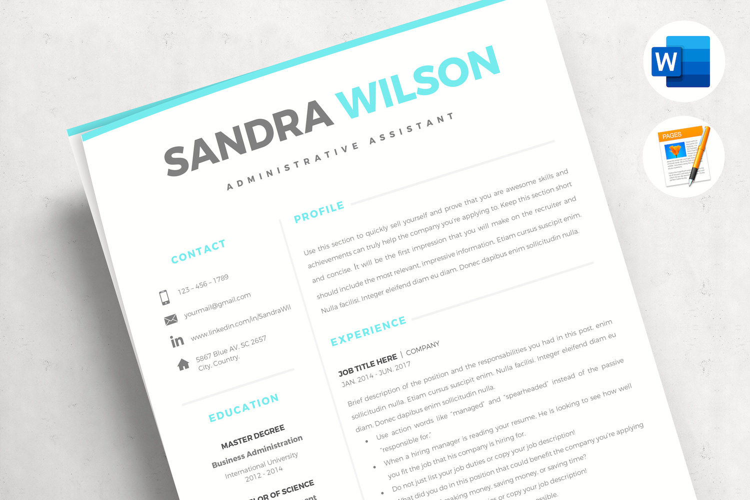 SANDRA B. - CV Bundle 2 & 3 Template Bundle with Cover Letter, References and social icon set