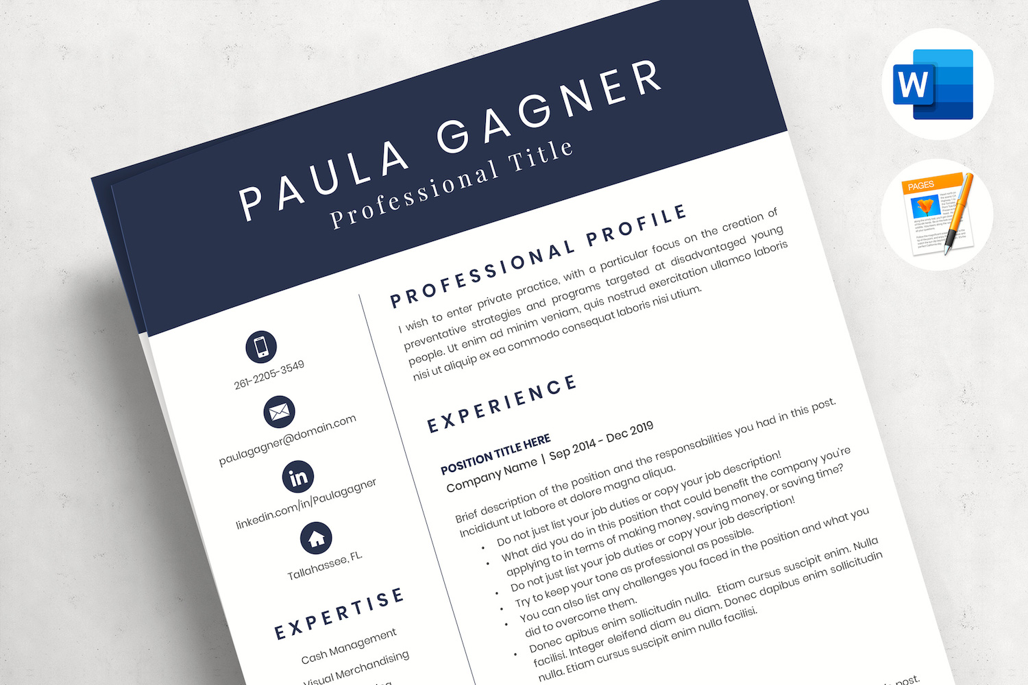 PAULA - Modern and Professional Resume Layout, Cover Letter and References page