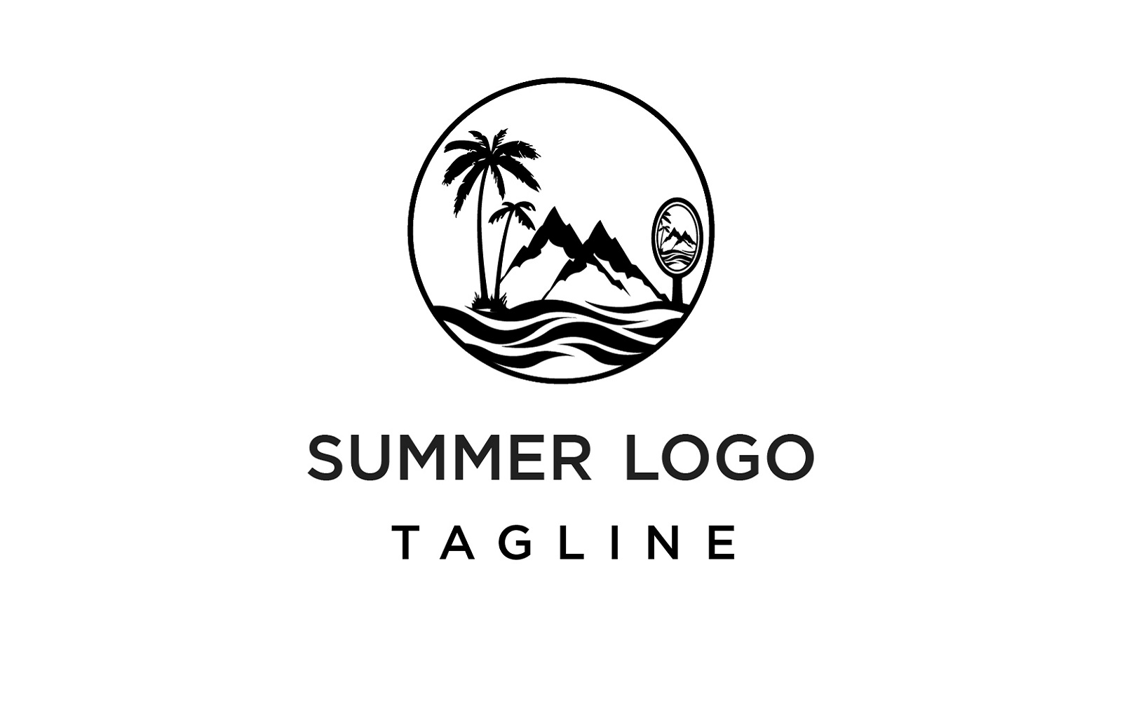 Creative Summer Ocean And Tree Logo