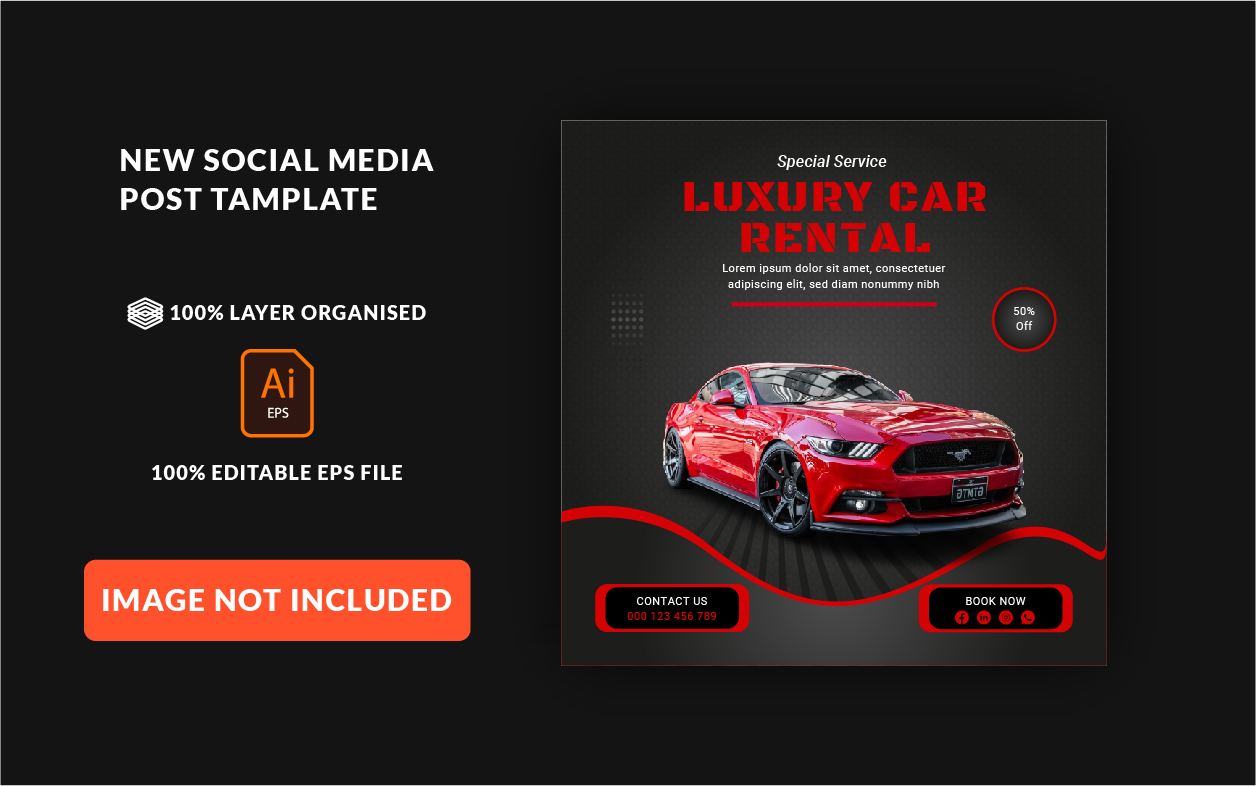 Luxury Car Rental Social media post template