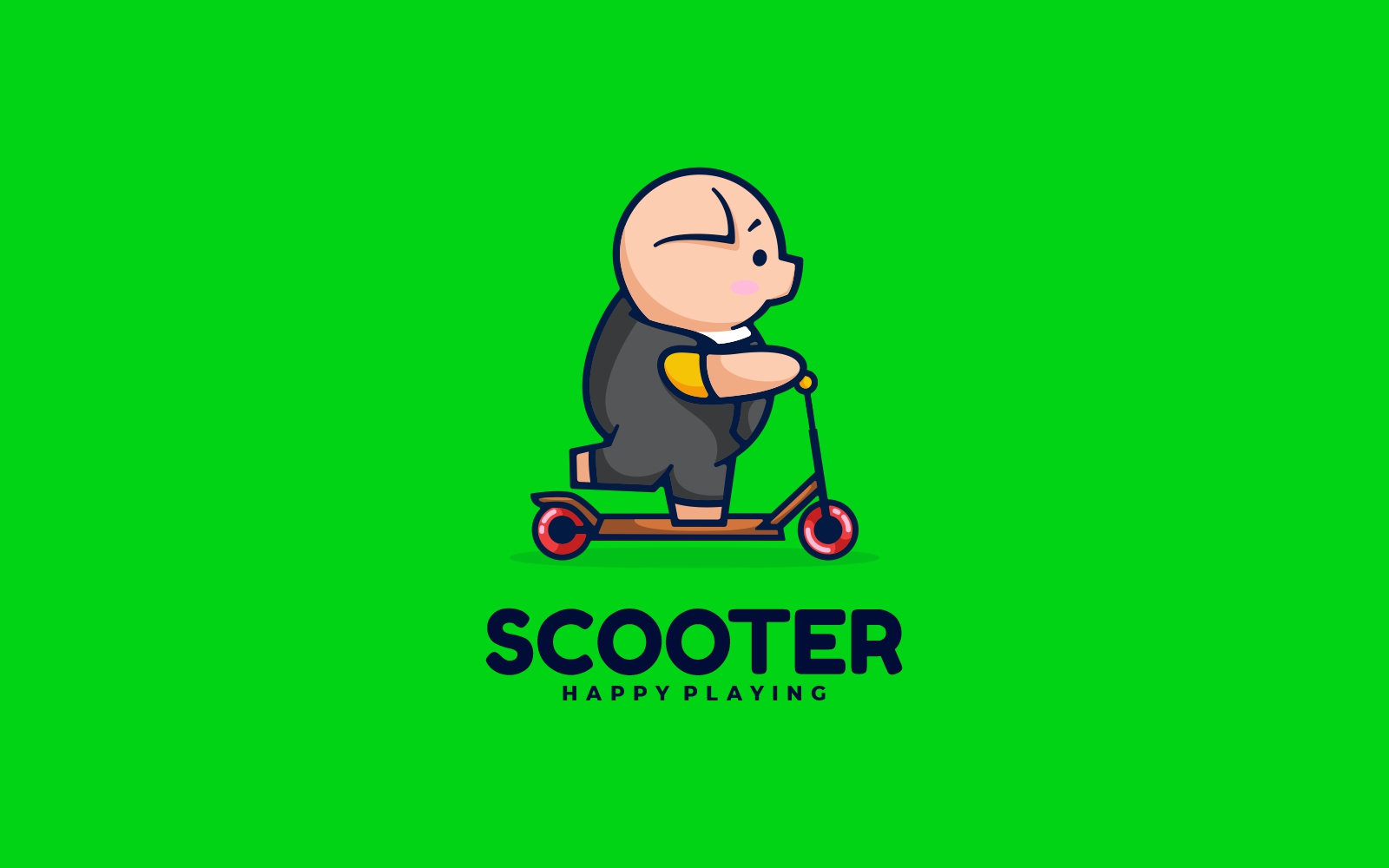 Pig Scooter Cartoon Logo Style