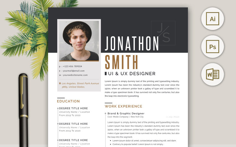 Jonathon Smith Job Hunting Resume CV Template