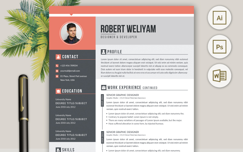 Robert Weliyam Job Hunting Resume CV Template