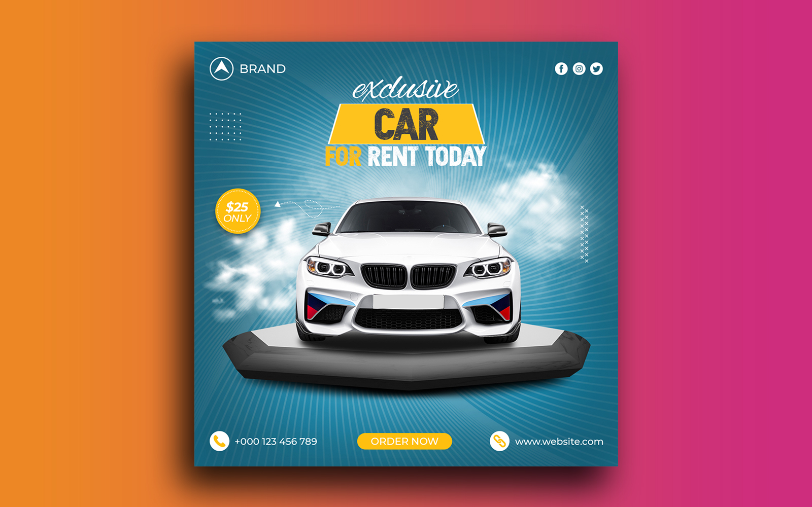 Rent A Car promotion social media post instagram post banner template