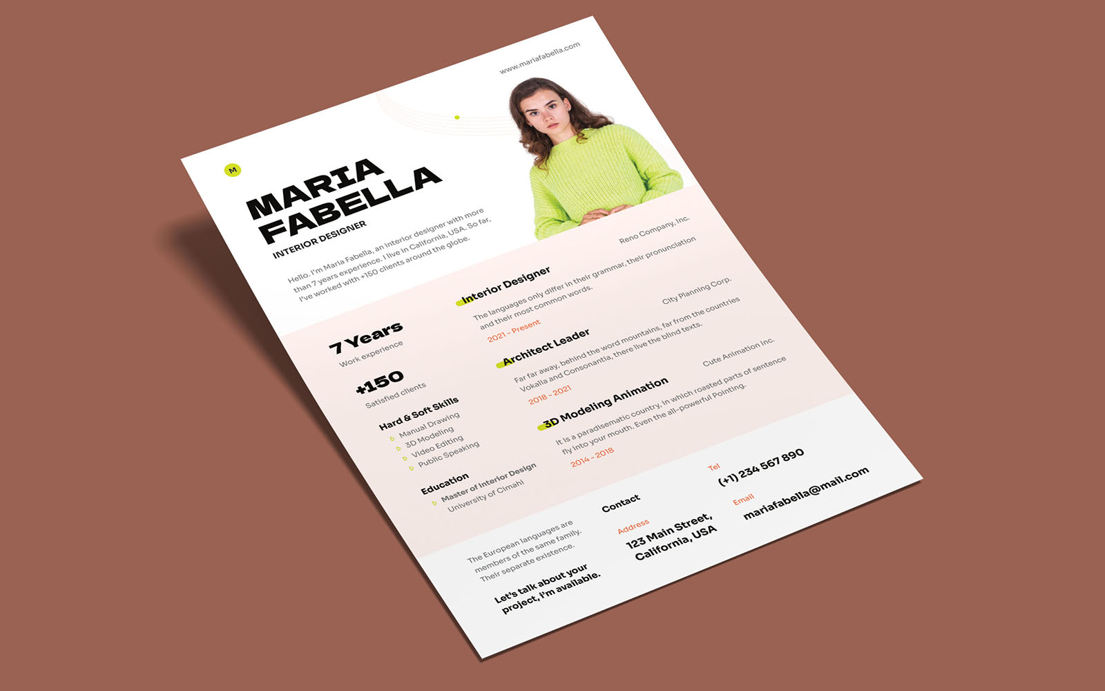 CV Resume Modern Minimal Template