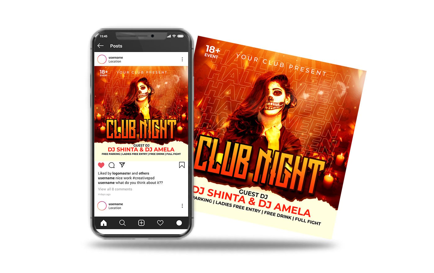 club night event party flyer square template