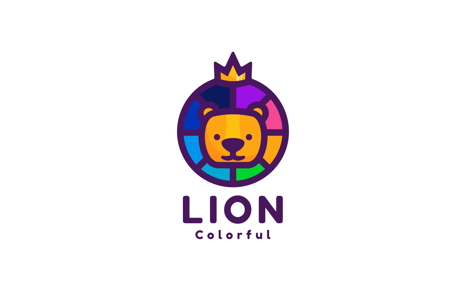 Circle Lion Colorful Mascot Logo