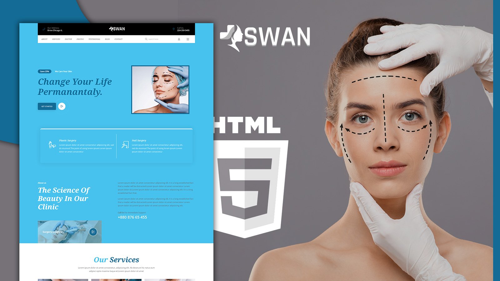 Swan Plastic Surgery Clinic Landing Page Template