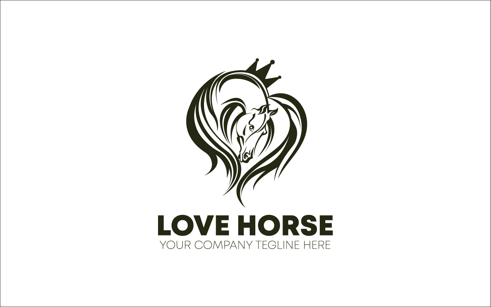 Love Horse Logo Design Template