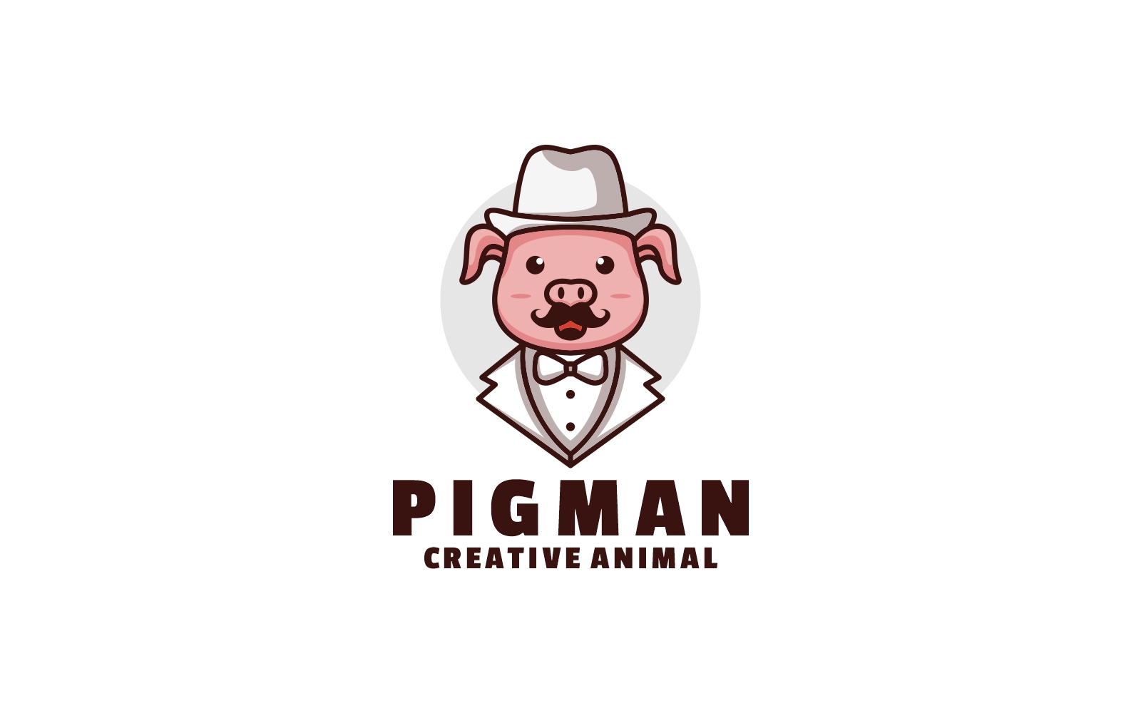 Pig Man Cartoon Logo Style