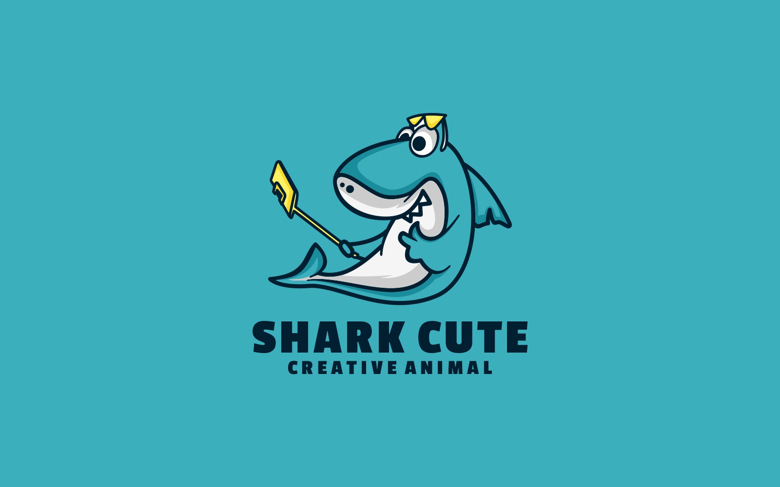 Shark Cute Cartoon Logo Style
