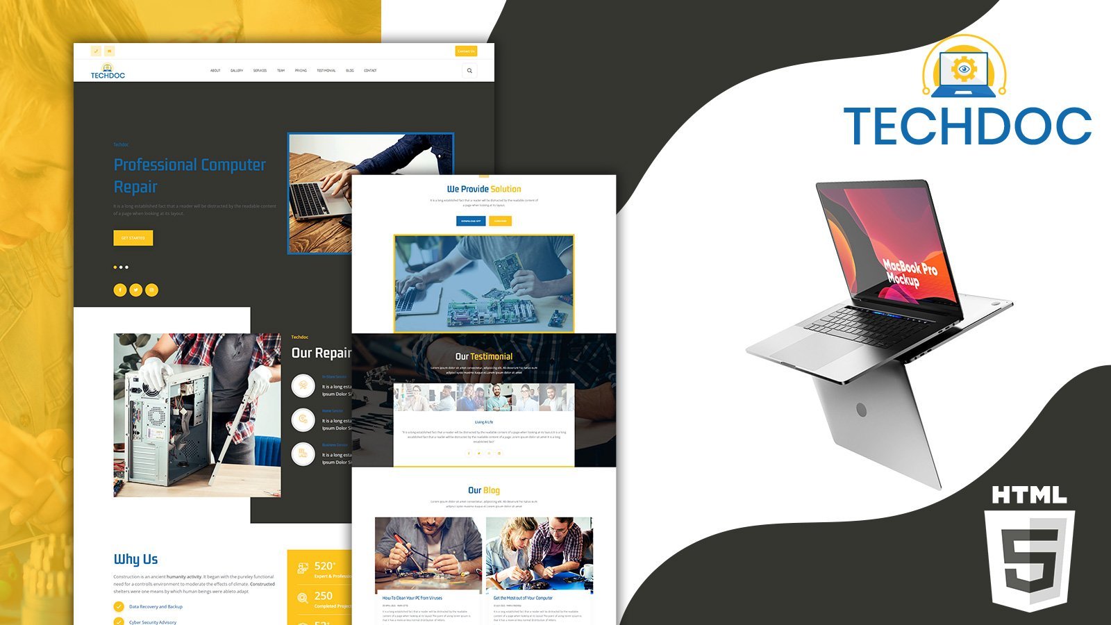 Techdoc Computer And Electronics Repair Landing Page Website Template