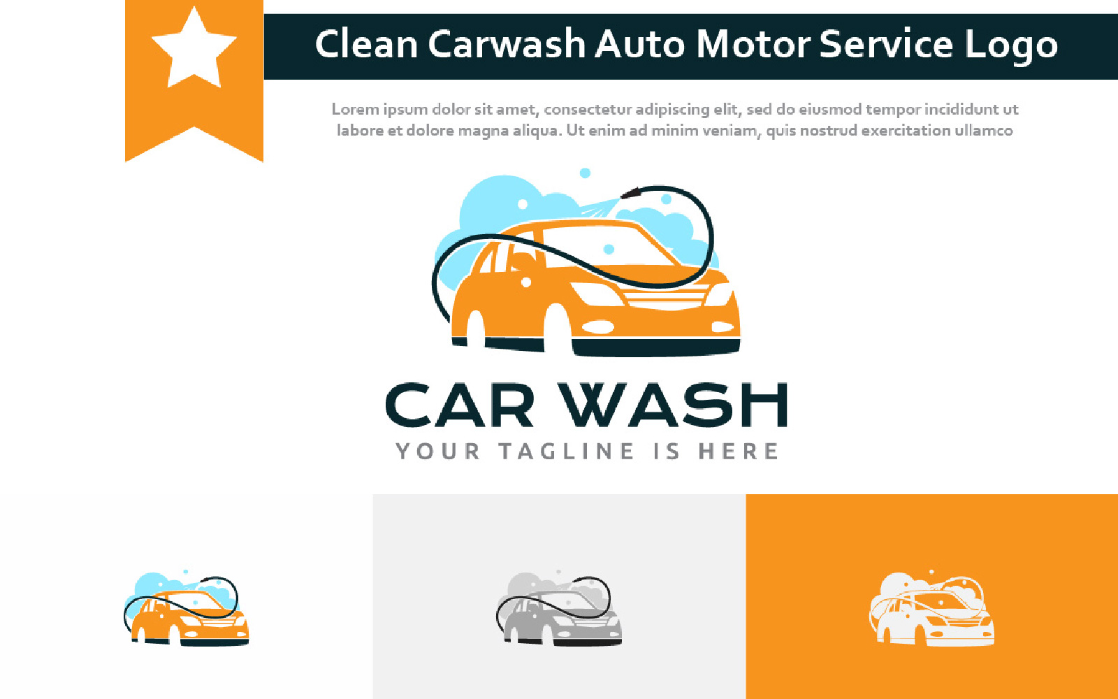 Shower Hose Clean Car Wash Carwash Auto Motor Service Logo