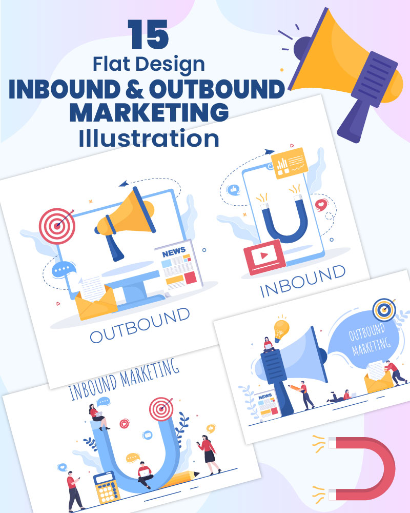 15 Inbound and Outbound Marketing Illustration