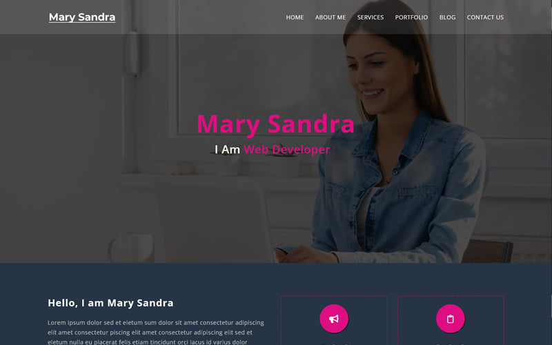 Mary Sandra is a Personal Portfolio Landing Page Template