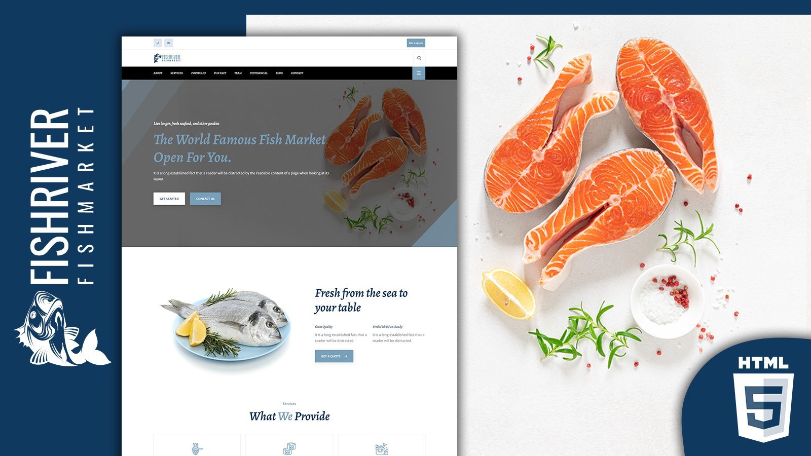 Fishriver Fish And Seafood Market Landing Page Template