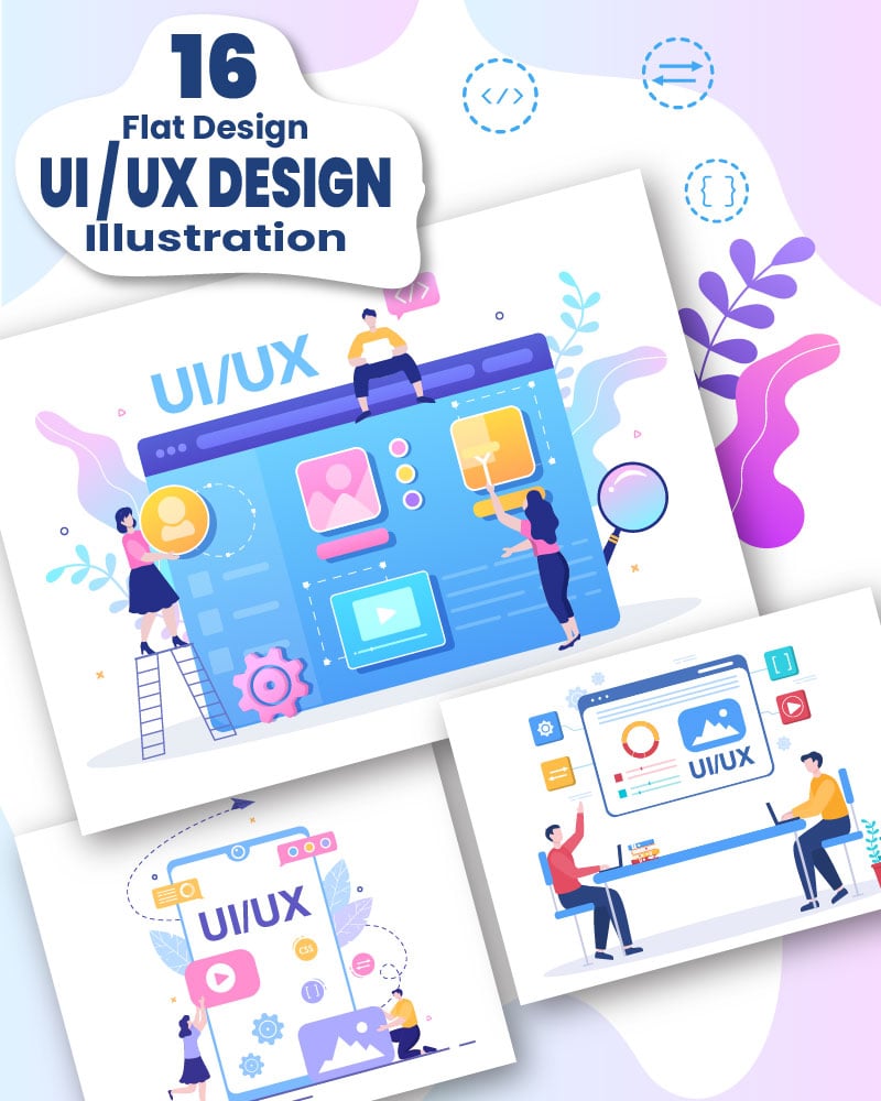 16 UI & UX Programmer Flat Design