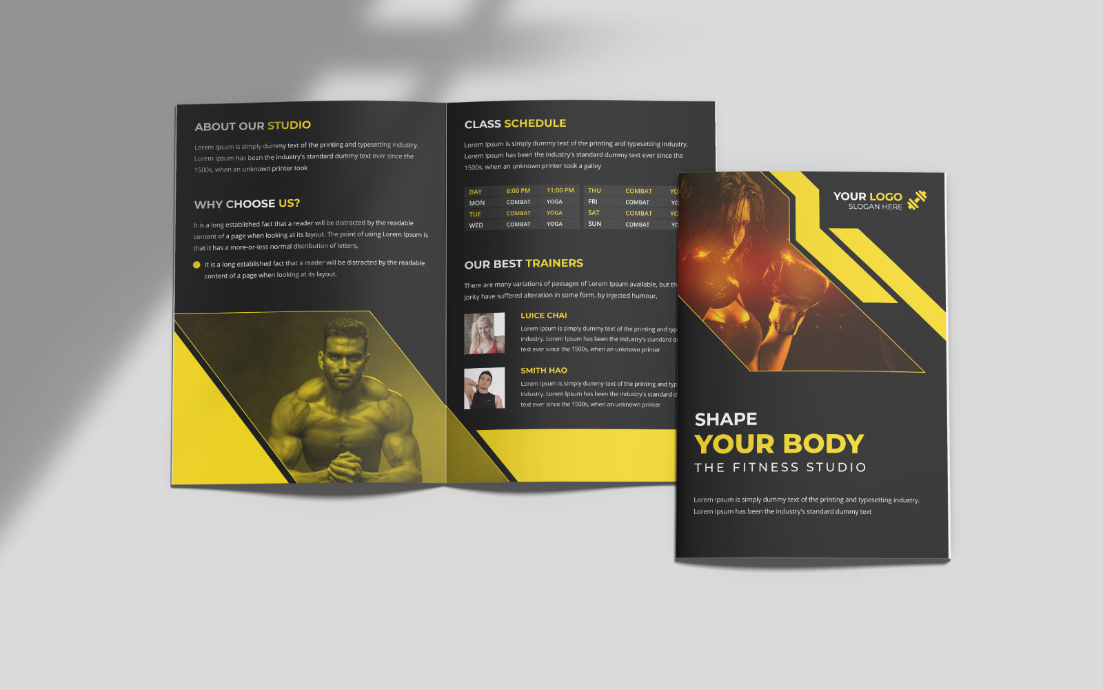 Fitness Gym Business Bi-fold Brochure Template