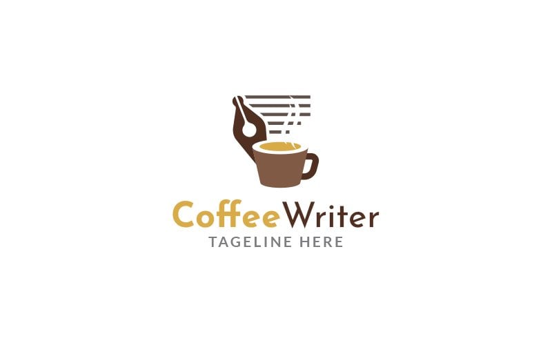 Coffee Writer Logo Design Template