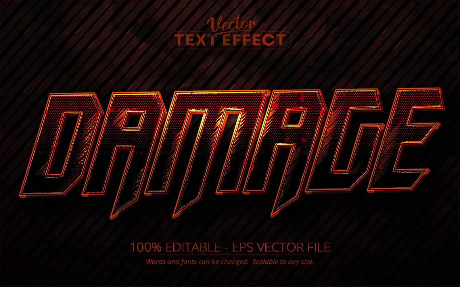 Damage - Editable Text Effect, Font Style, Graphics Illustration