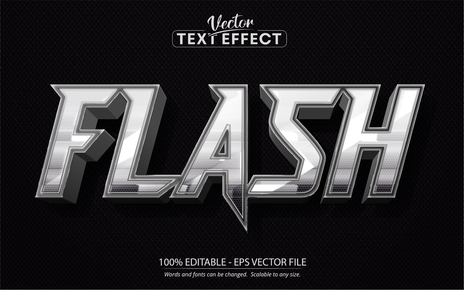 Flash - Silver Color Editable Text Effect, Font Style, Graphics Illustration