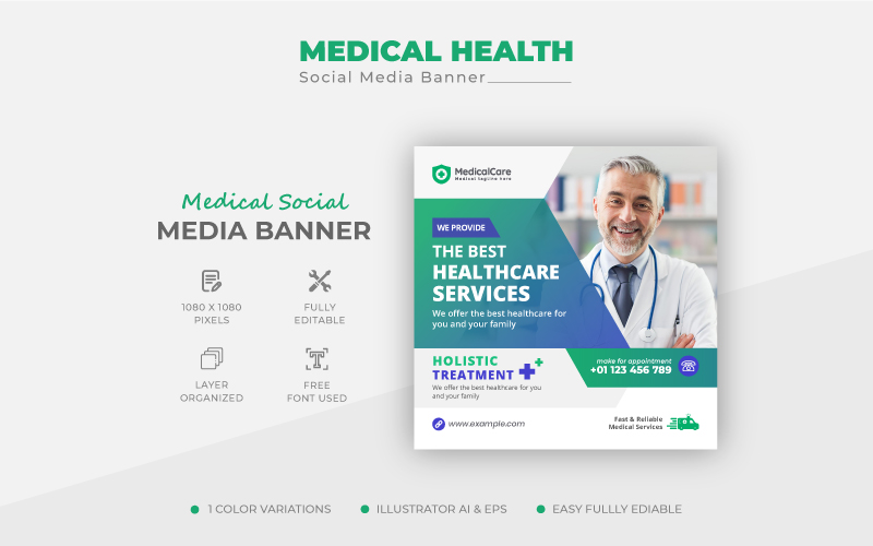 Medical Healthcare Flyer Social Media Post Banner Template