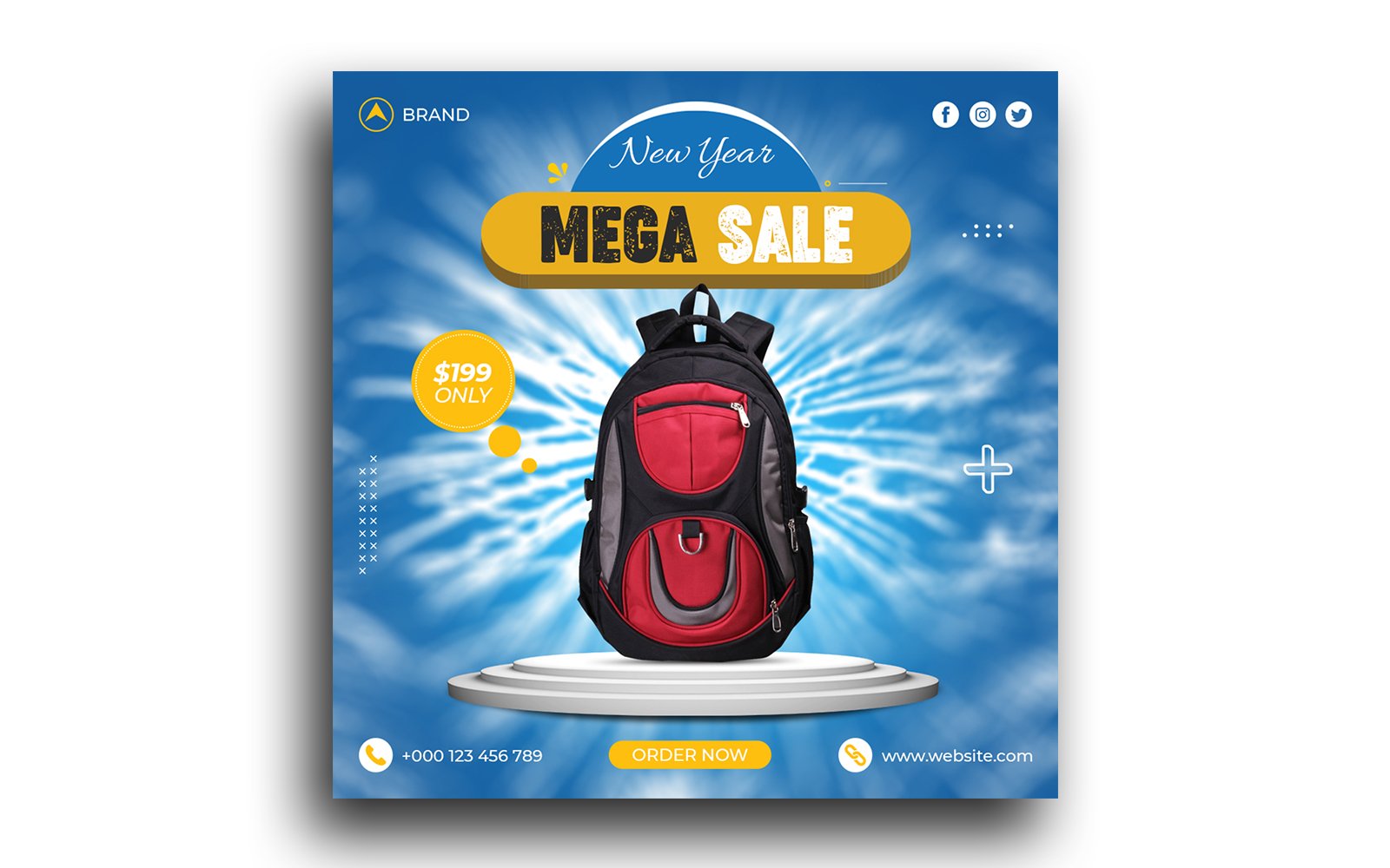 Bag Sale Social Media Post  New Year Mega Sale Instagram Post Banner Template