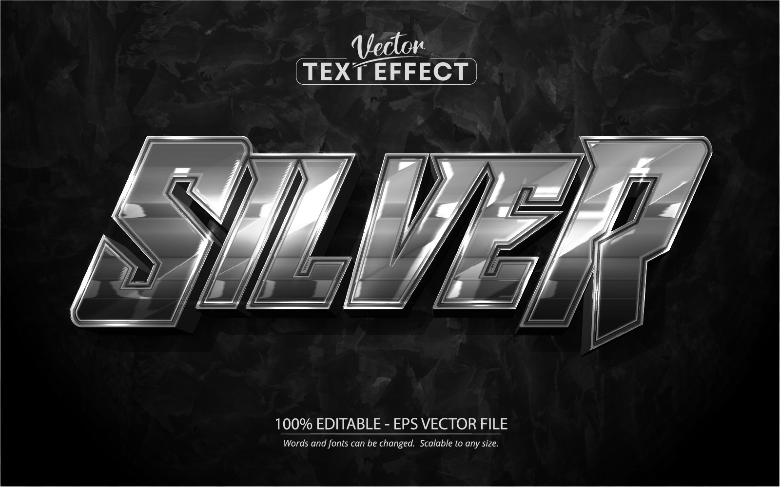 Silver - Metallic Style Editable Text Effect, Font Style, Graphics Illustration