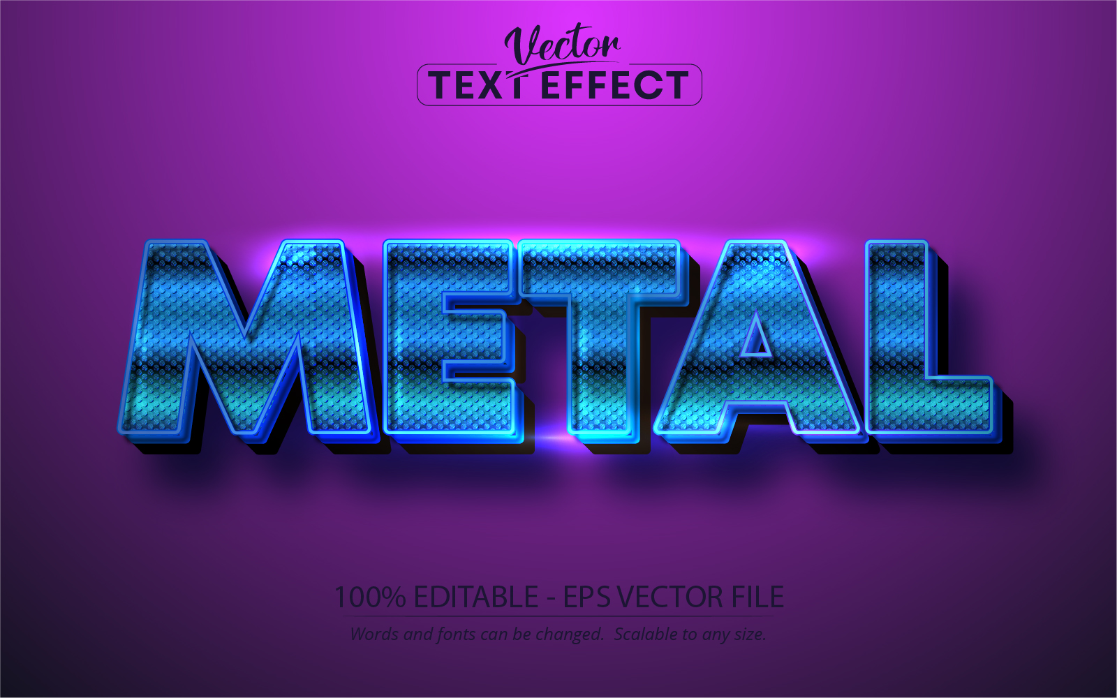 Metal - Blue Color Editable Text Effect, Font Style, Graphics Illustration