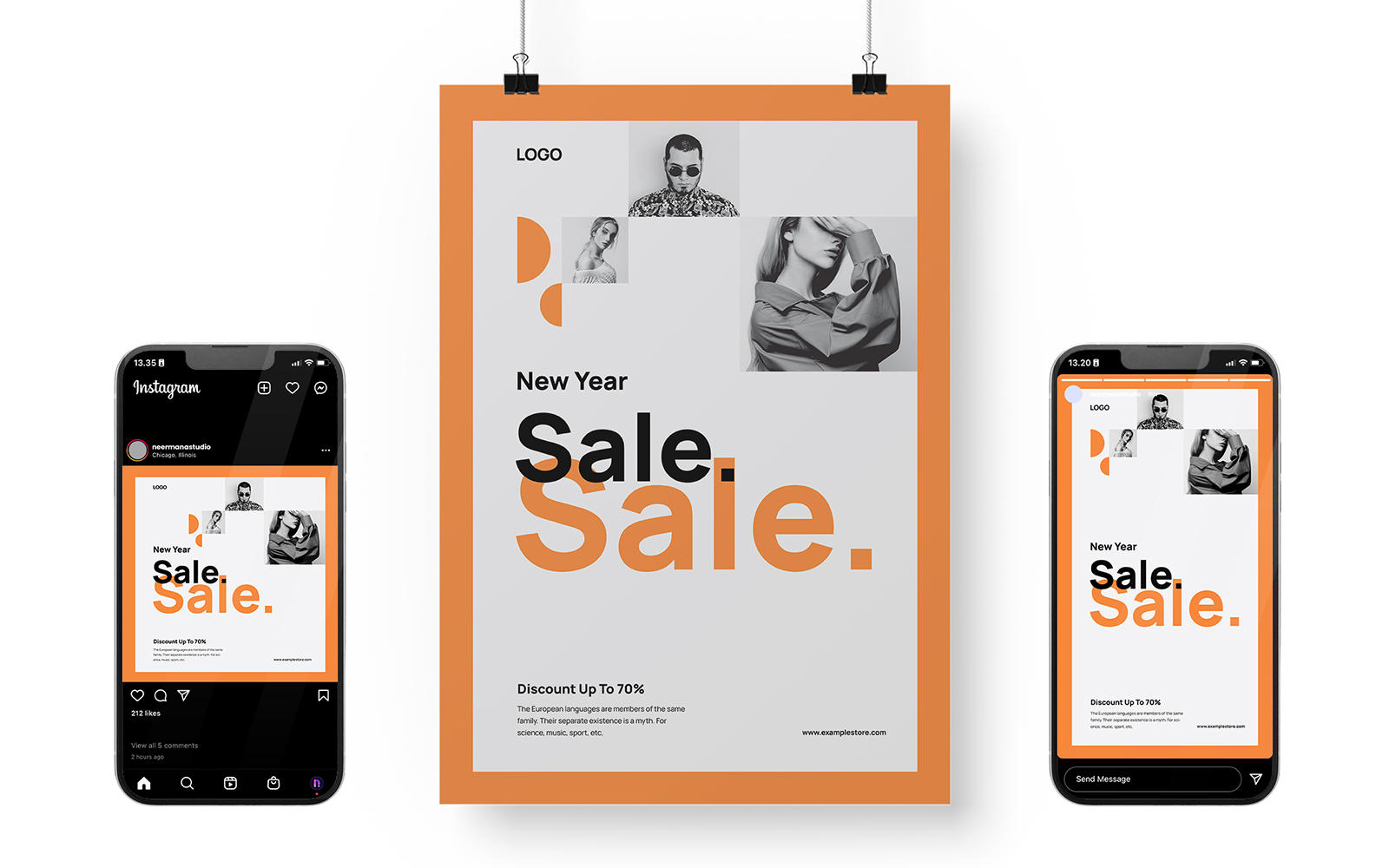 New Year Sale Minimal Poster Template