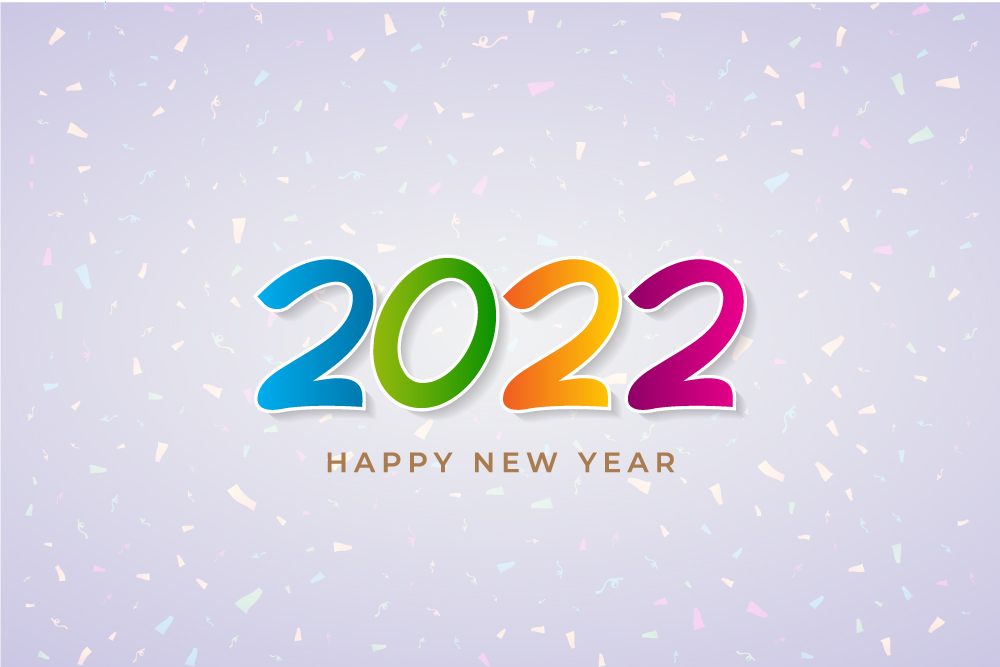 Colorful Happy New Year 2022 Lettering On White Background - Banner Design