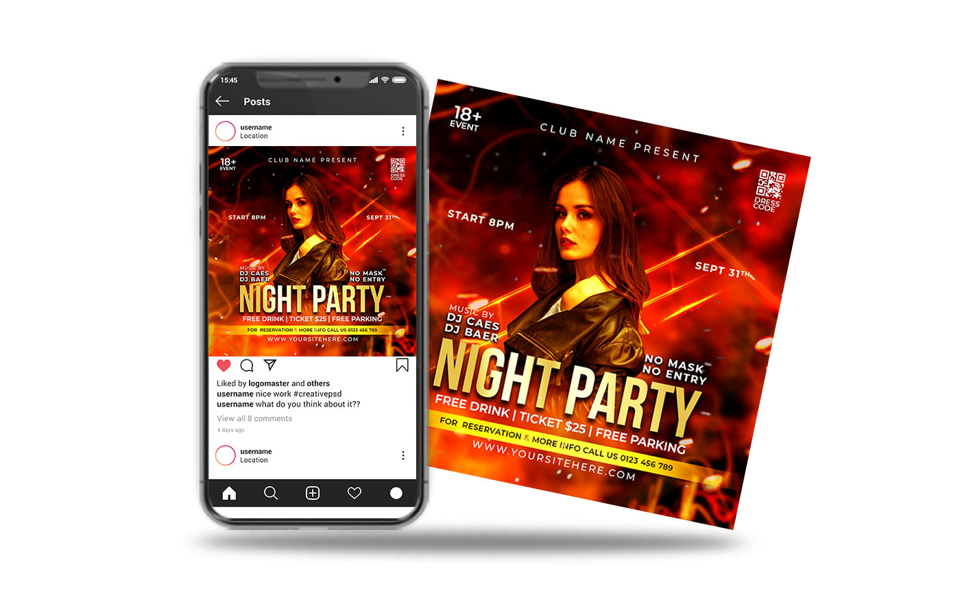 night party event flyer square